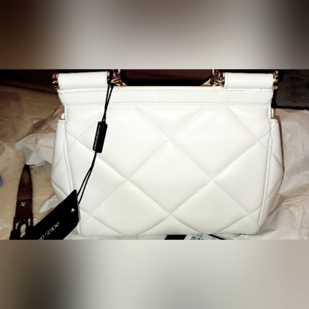Brand New Dolce And Gabbana Mini Sicily Quilted Leather Satchel White - Picture 3 of 8